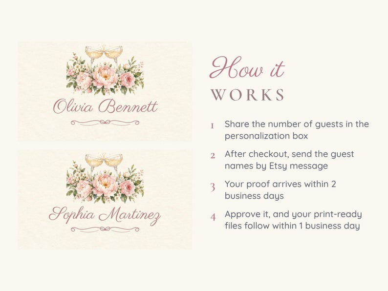 Bridal Shower Name Tents, From Miss to Mrs Place Cards, Champagne Toast Luncheon Table Decor, Custom Printable Digital File image 4
