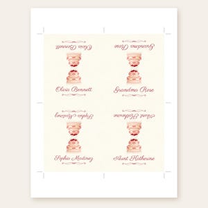 Birthday Name Tents, Pink Vintage Cake Place Cards, Vintage Cake Birthday Dinner Table Decor, Custom Printable Digital File image 3