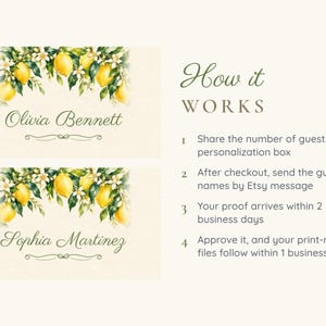 Bridal Shower Name Tents, She Found Her Main Squeeze Lemon Place Cards, Lemon Luncheon Table Decor, Custom Printable Digital File image 4