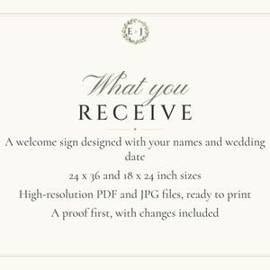 Custom Wedding Welcome Sign, Monogram Welcome Sign with Names and Date, Wreath Wedding Sign, Printable 24x36 Digital File image 5