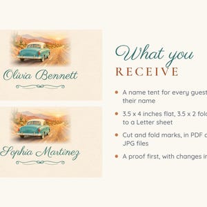 Birthday Name Tents, Retro Car Place Cards, Vintage Birthday Dinner Table Decor, Custom Printable Digital File image 5