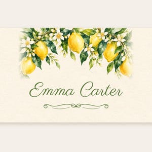 Bridal Shower Name Tents, She Found Her Main Squeeze Lemon Place Cards, Lemon Luncheon Table Decor, Custom Printable Digital File image 2