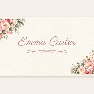 Bridal Shower Name Tents, From Miss to Mrs Place Cards, Peony Corner Luncheon Table Decor, Custom Printable Digital File image 2
