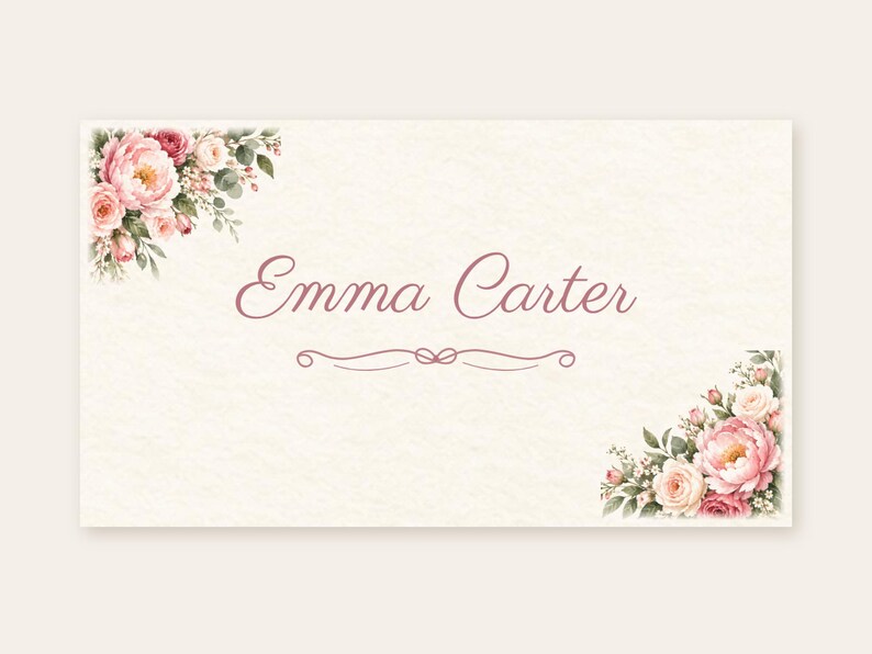 Bridal Shower Name Tents, From Miss to Mrs Place Cards, Peony Corner Luncheon Table Decor, Custom Printable Digital File image 2