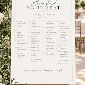 Custom Seating Chart Sign, Alphabetical Wedding Seating Chart, Monogram Find Your Seat Sign, Printable 24x36 Digital File image 1