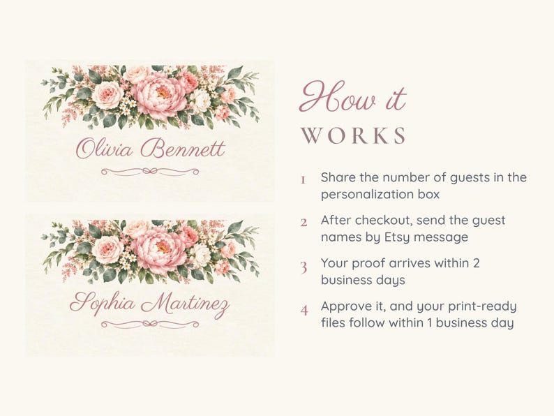 Bridal Shower Name Tents, From Miss to Mrs Place Cards, Blush Peony Luncheon Table Decor, Custom Printable Digital File image 4