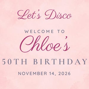 Custom Birthday Welcome Sign, Let's Disco Sign, Disco and Roller Skates Birthday Decor, Printable 24x36 Digital File image 3
