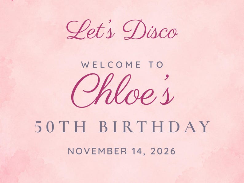 Custom Birthday Welcome Sign, Let's Disco Sign, Disco and Roller Skates Birthday Decor, Printable 24x36 Digital File image 3