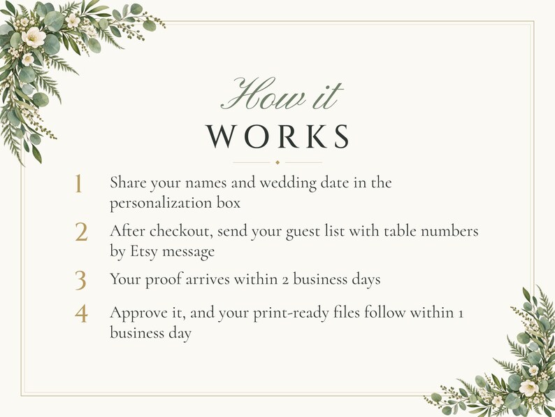 Custom Wedding Name Tents, Greenery Place Cards with Table Numbers, Eucalyptus Escort Cards, Printable Digital File image 4