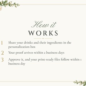 Custom Signature Drinks Sign, White Rose Wedding Bar Sign, Garden Rose Cocktail Menu, Printable 8x10 Digital File image 4