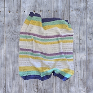 Handmade Multi color Striped Crochet Baby Blanket