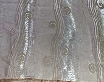 Champagne Swirl Silky Jacquard Fabric Yardage for Sewing BY THE YARD