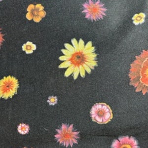 Vintage Black Floral Jersey Knit Fabric - Yardage for apparel