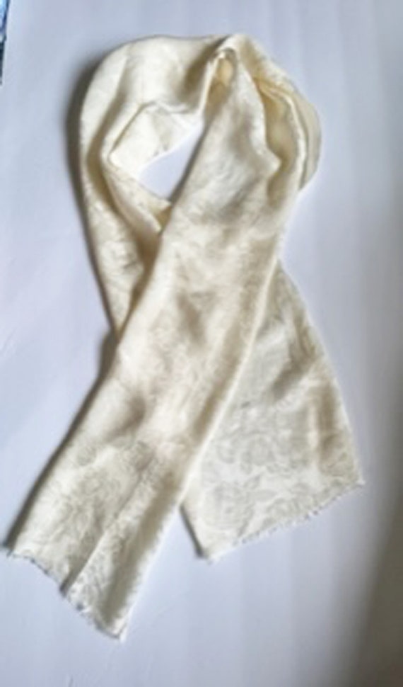 Vintage Ivory Floral Silk Scarf