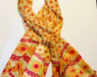 Vintage YellowBoho Floral Scarf