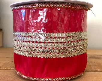 NEW Wired Bling Floral/Decor Ribbon 15ft