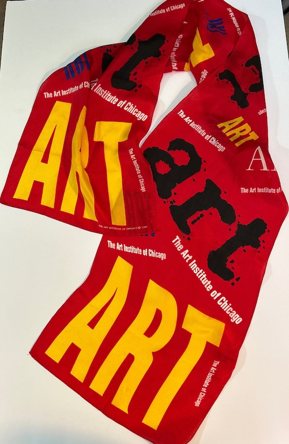 The Art Institute of Chicago Red Silk Scarf 1990
