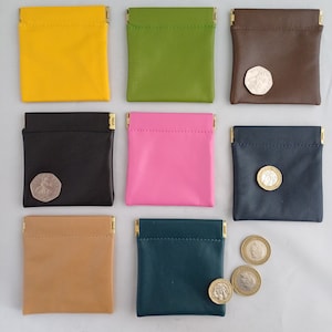Porte-monnaie à ressort en cuir, pochette à rabat souple, porte-monnaie à rabat souple, porte-monnaie à bouton pression unisexe