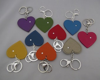 Real Leather Heart Keyring with Lobster Clasp.