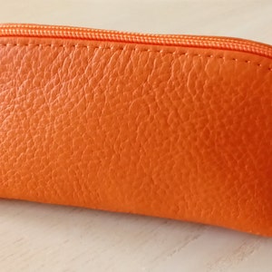 Zipped Leather Eyeglass Case/Sunglasses Case/Glasses Case/Unisex Orange