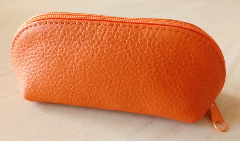 Zipped Leather Eyeglass Case/Sunglasses Case/Glasses Case/Unisex Orange