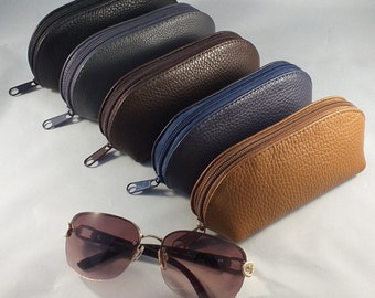 Zipped Leather Eyeglass Case, Leather Sunglasses Case, Leather Glasses Case, Spectacles Case, Unisex