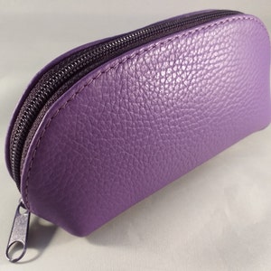 Zipped Leather Eyeglass Case/Sunglasses Case/Glasses Case/Unisex Purple