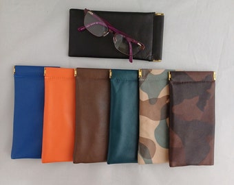 Leather Spring Top Glasses Case, Squeeze Glasses Case, Snap Top Glasses Case Unisex