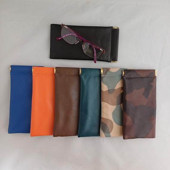 Lamb Nappa Leather Squeeze Top Glasses Case: Handmade Unisex Design