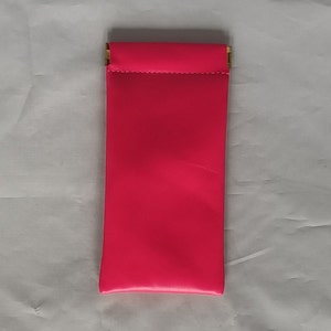 Leather Squeeze Top Glasses Case: Handmade Lamb Nappa, Soft Padded Lining Cerise