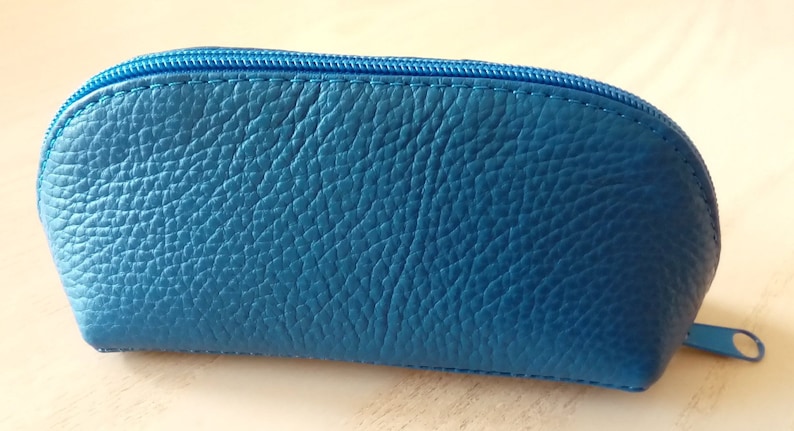 Zipped Leather Eyeglass Case/Sunglasses Case/Glasses Case/Unisex Royal Blue