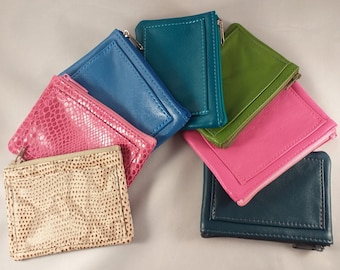 Coin Purse with Credit Card Pocket Leather, Hand Made