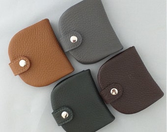 Leather Coin Pouch with Tray: Handmade Cowhide Money Purse