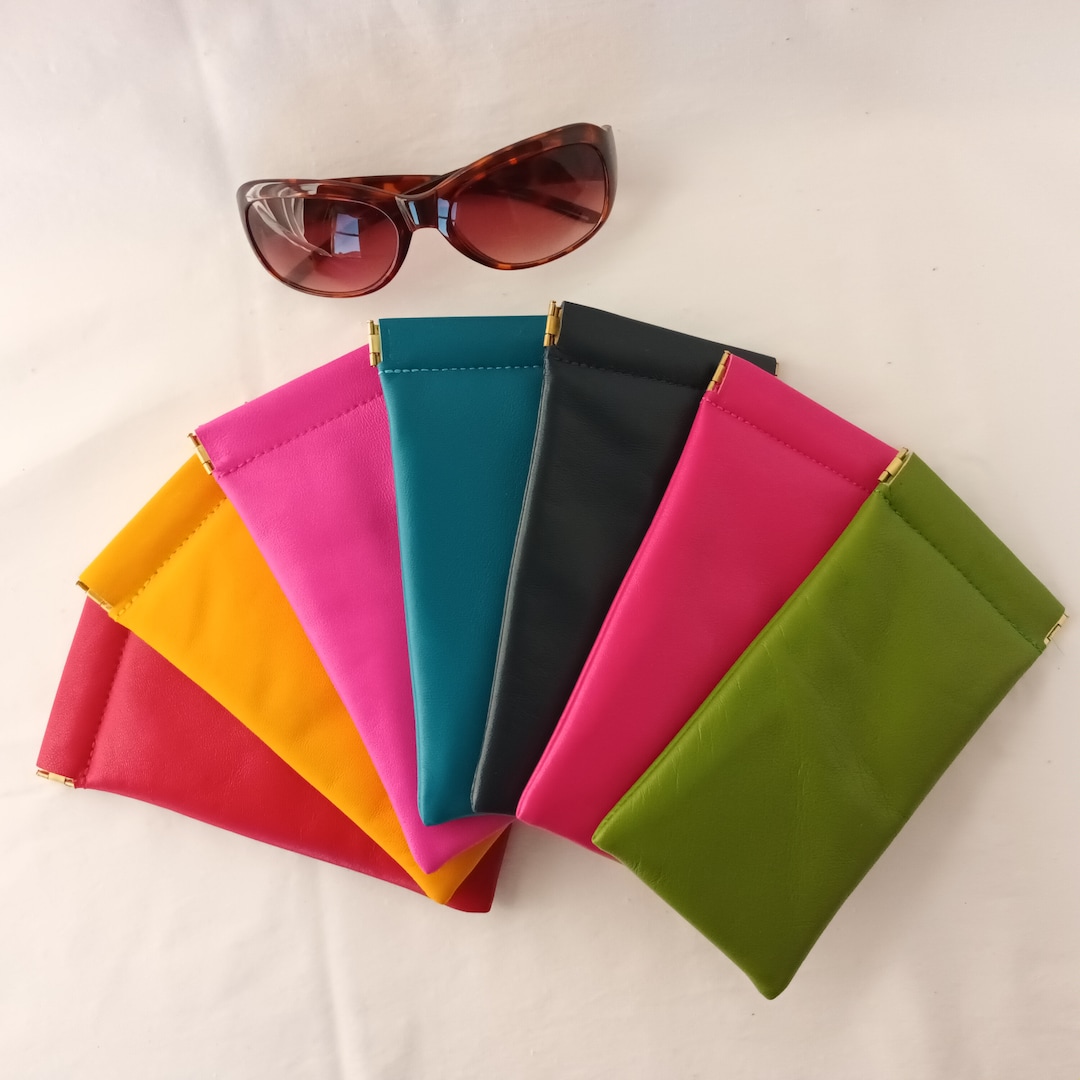 Leather Spring Top Glasses Case/squeeze Glasses Case/snap Top Glasses