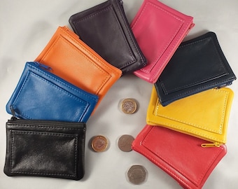 Coin Purse with Credit Card Pocket Leather, Hand Made