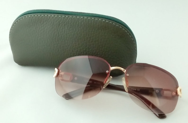 Zipped Leather Eyeglass Case/Sunglasses Case/Glasses Case/Unisex image 8