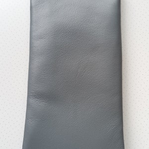Leather Squeeze Top Glasses Case: Handmade Lamb Nappa, Soft Padded Lining Silver Grey