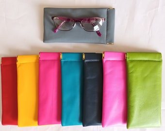 Leather Spring Top Glasses Case/Squeeze Glasses Case/Snap Top Glasses Case