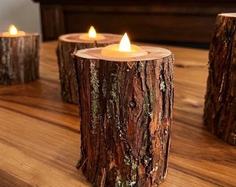 Porte-bougie rustique en cèdre