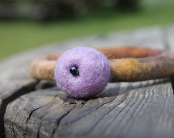 Lavender Brown Bangle Bracelet Art Felt Wool Bracelet Felted Jewelry Design Bracelet Merino Wool Boho Jewelry Natural Felt Bangles