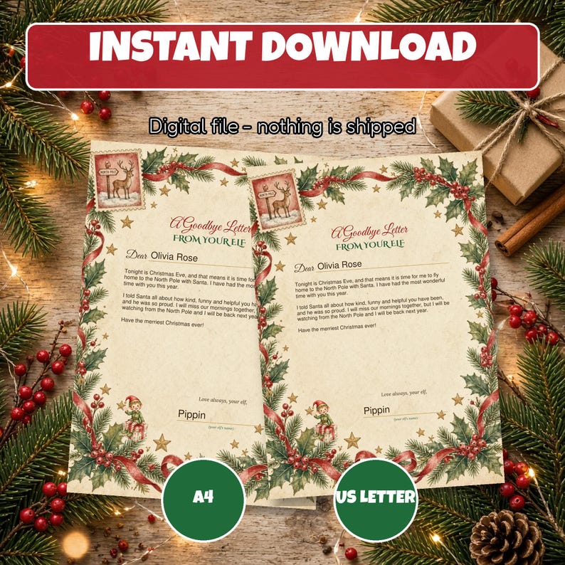 Elf Goodbye Letter Printable, Editable Christmas Eve Elf Departure ...