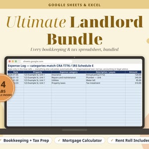 Ultimate Landlord Bundle | Every Bookkeeping, Tax Prep, Mortgage and Rent Roll Spreadsheet Google Sheets Excel