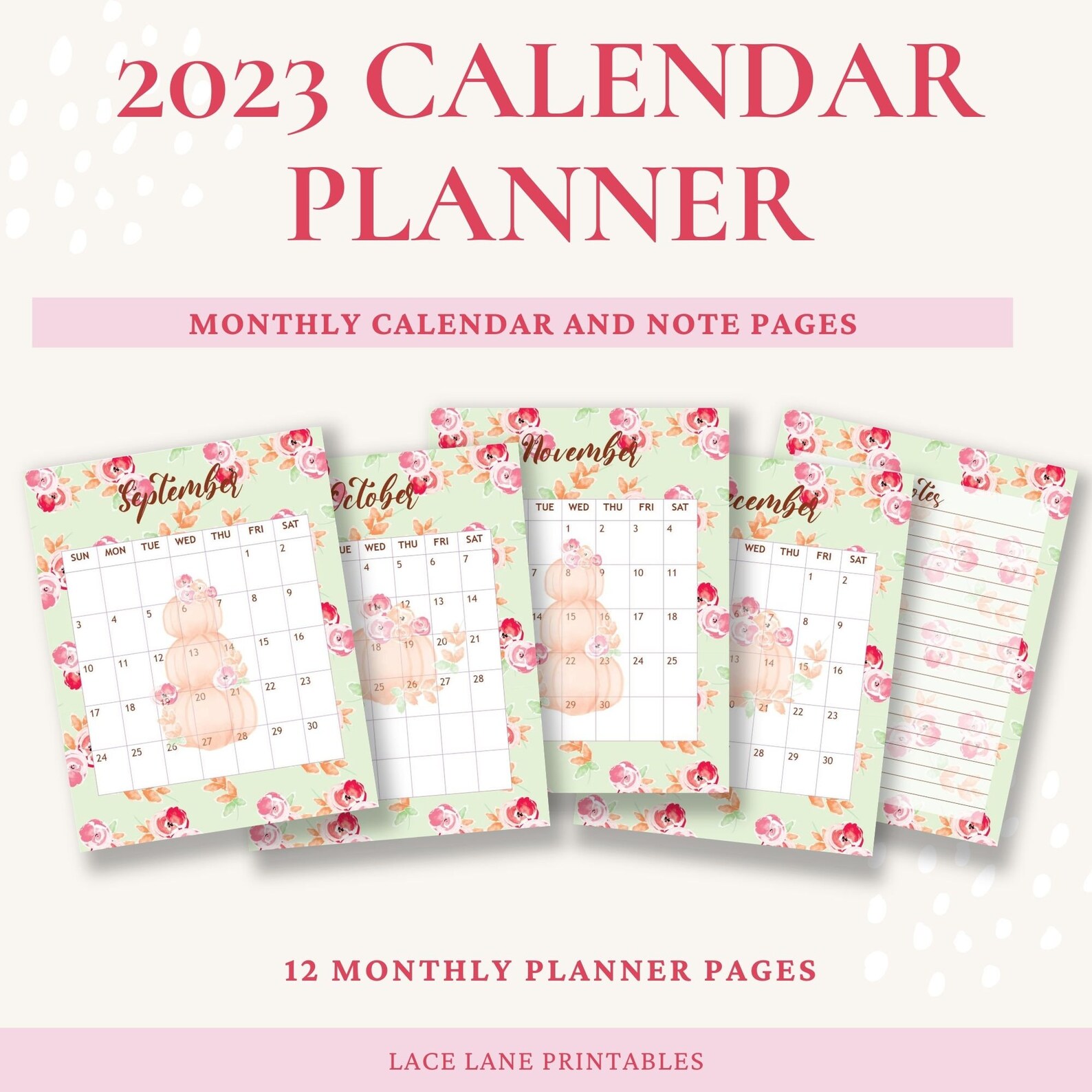 2023 Calendar Planner Printable Monthly Planner Organizer Etsy UK