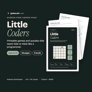 Pequeños programadores: Programación sin pantallas para niños de 6 a 10 años / Actividades de programación sin dispositivos electrónicos imprimibles / Hojas de trabajo STEM para la educación en casa