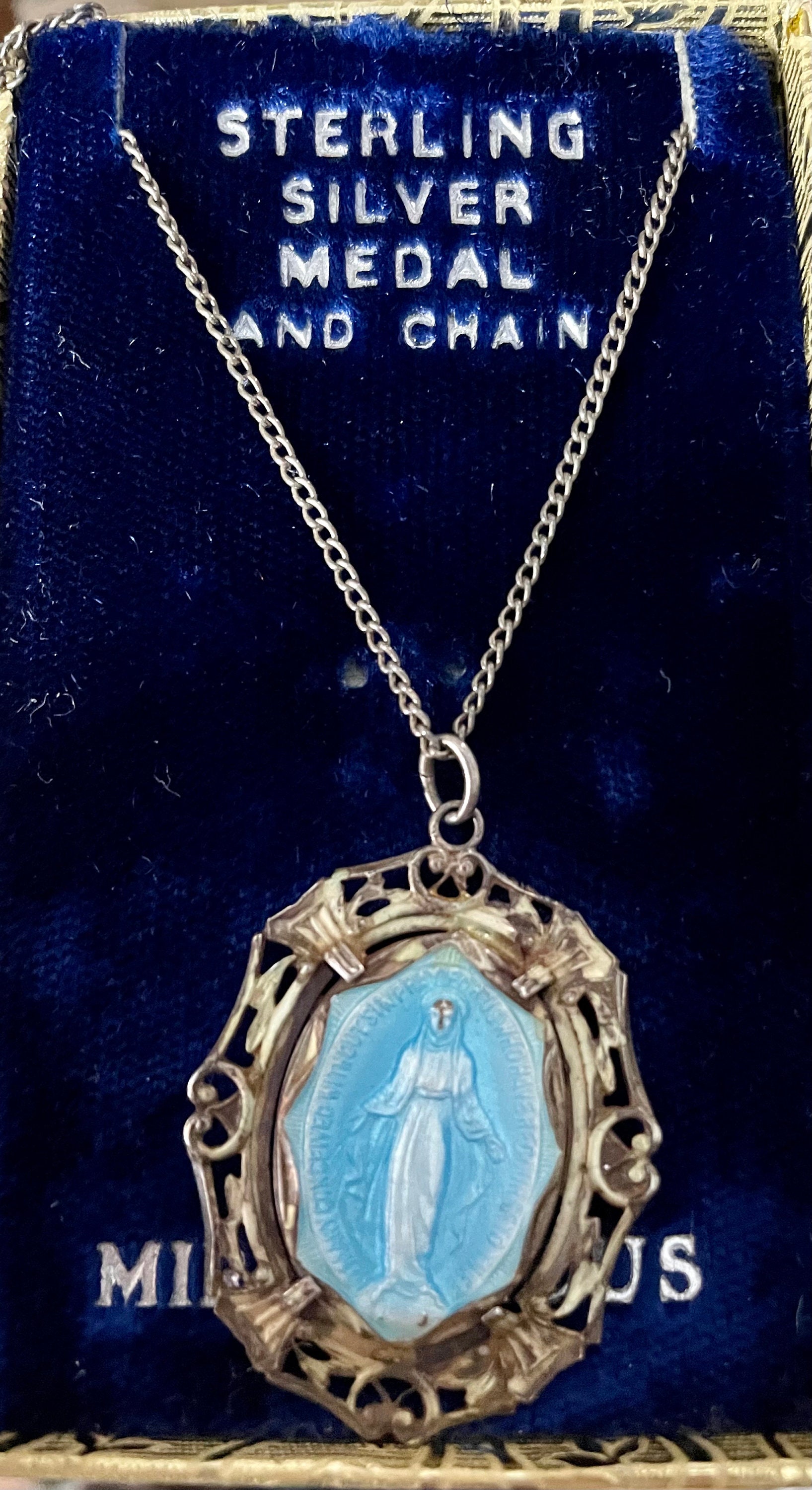 Miraculous Medal Sterling Silver Pendant – Catholic Virgin Mary ...