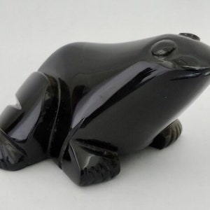 Hand geschnitzte Gold Obsidian Frosch