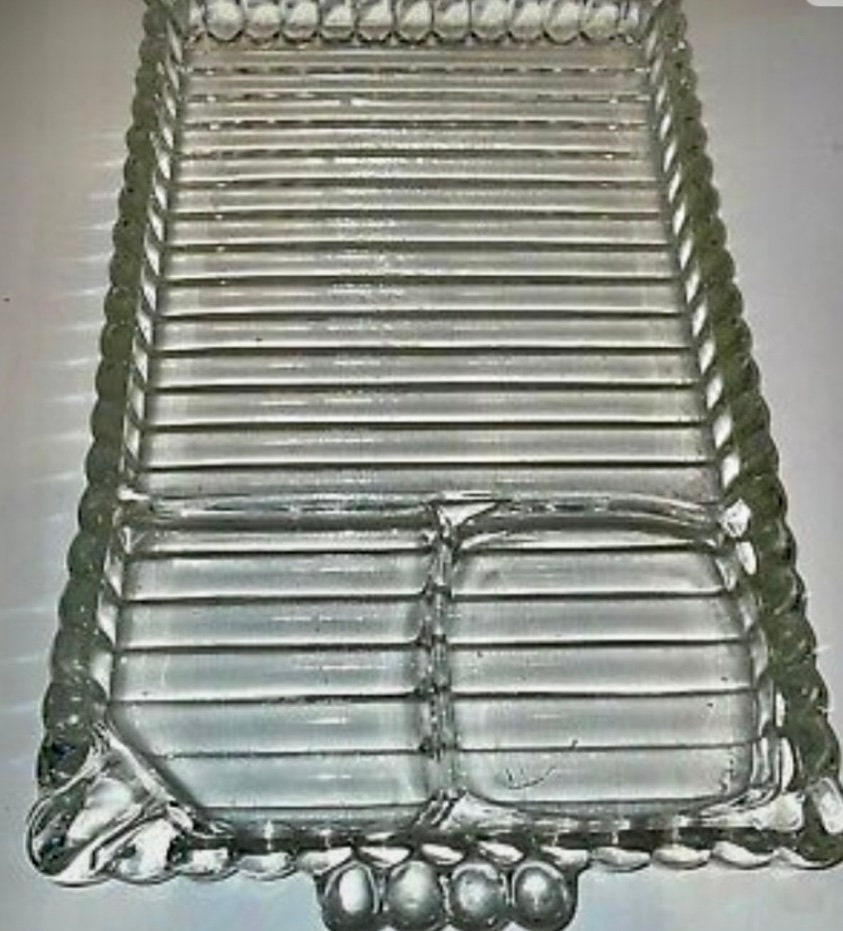 Vintage Pressed Glass Cigarette Rolling Tray Etsy
