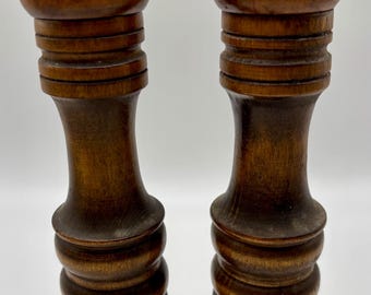 Juego de salero y pimentero de madera vintage