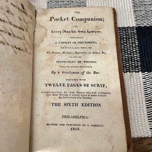 1818 Pocket Companion Book - Every Man His Own Lawyer