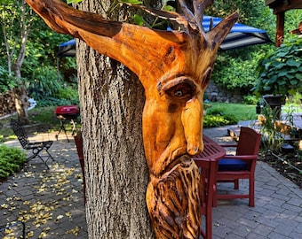 Hand Carved Wood Spirit, Rustic Woodland Sculpture, One of a Kind Folk Art, Natural Wood Décor, Fantasy Forest Creature